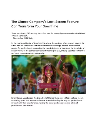 The Glance Company’s Lock Screen Feature Can Transform Your Downtime