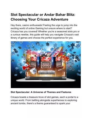 Slot Spectacular or Andar Bahar Blitz_ Choosing Your Cricaza Adventure