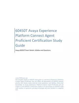 60450T Avaya Experience Platform Connect Agent Proficient Cert Study Guide