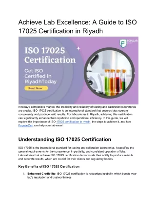 Achieve Lab Excellence A Guide to ISO 17025 Certification in Riyadh