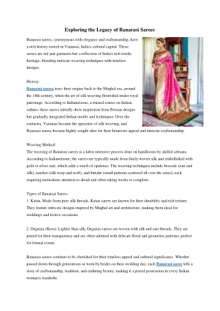 Exploring the Legacy of Banarasi Sarees