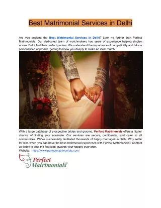 Best Matrimonial Services in Delhi