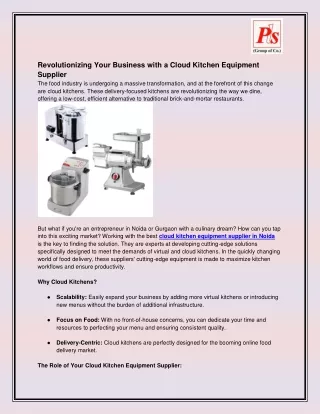 Revolutionizing Your Business with a Cloud Kitchen Equipment Supplier