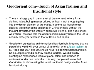 .Goodorient.com--Touch of Asian fashion and traditional styl