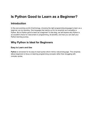 Is Python Good to Learn as a Beginner