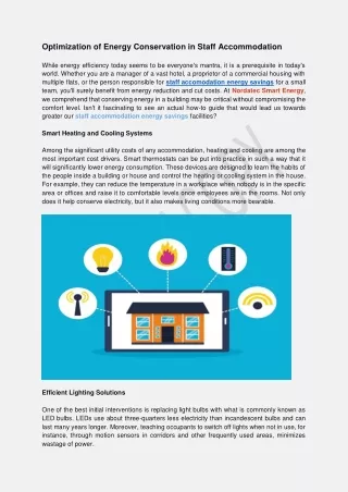 Optimization of Energy Conservation in Staff Accommodation