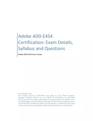 Adobe AD0-E454 Certification: Exam Details, Syllabus and Questions