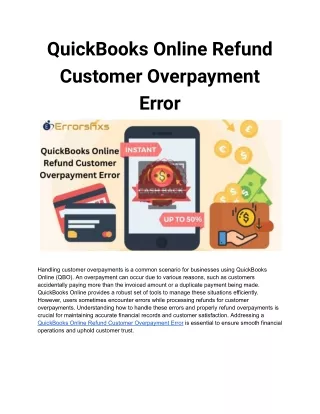 QuickBooks Online Refund Customer Overpayment Error