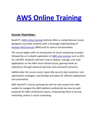 Best AWS Online Training Institute In Ameerpet NareshIT