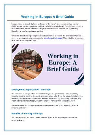 Working in Europe - A Brief Guide