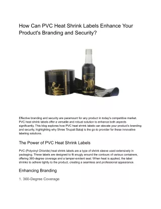 How Can PVC Heat Shrink Labels Enhance Your Product's Branding and Security