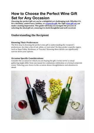 How to Choose the Perfect Wine Gift Set for Any Occasion