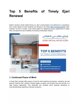 Top 5 Benefits of Timely Ejari Renewal