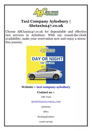 Taxi Company Aylesbury  Abctaxis247.co.uk