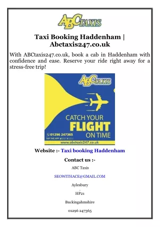 Taxi Booking Haddenham  Abctaxis247.co.uk