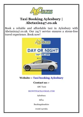 Taxi Booking Aylesbury  Abctaxis247.co.uk