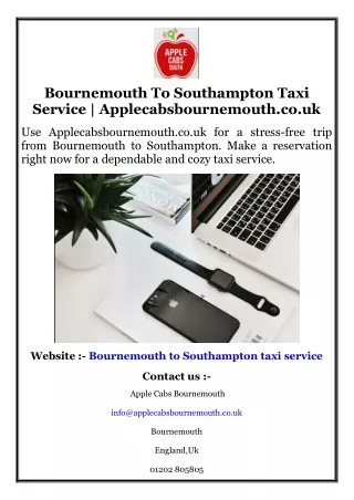 Bournemouth To Southampton Taxi Service  Applecabsbournemouth.co.uk