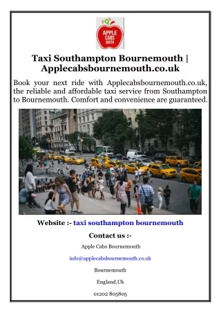 Taxi Southampton Bournemouth  Applecabsbournemouth.co.uk