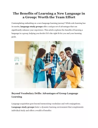 The Benefits of Learning a Language in a Group Worth the Team Effort