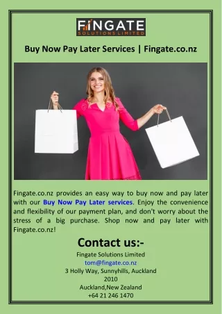 Buy Now Pay Later Services  Fingate.co.nz