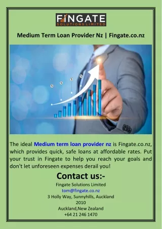 Medium Term Loan Provider Nz  Fingate.co.nz