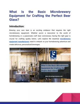 What Is the Basic Microbrewery Equipment for Crafting the Perfect Beer Glass_S Brewing Company