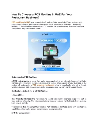 How To Choose a POS Machine in UAE For Your Restaurant Business - Epos Direct UAE