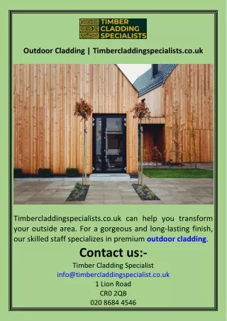 Outdoor Cladding  Timbercladdingspecialists.co.uk