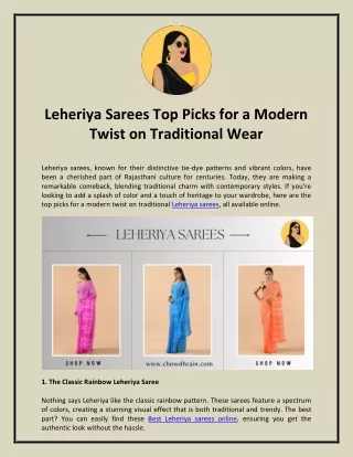 Leheriya Sarees Top Picks for a Modern Twist on Traditional Wear