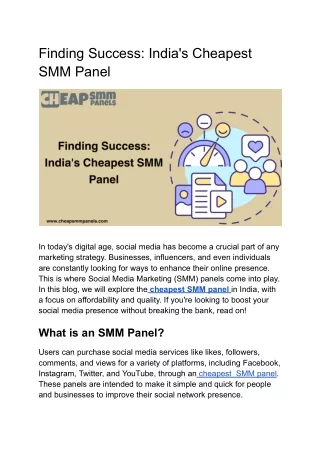 finding success -india's cheapest smm panel