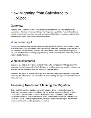 How Migrating from Salesforce to HubSpot