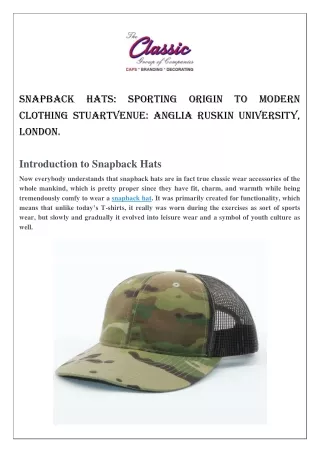 Snapback Hats: Sporting Origin to Modern Clothing StuartVenue: Anglia Ruskin Uni