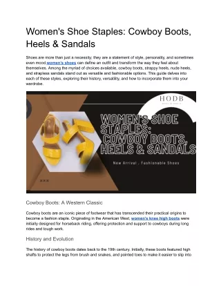 Women's Shoe Staples: Cowboy Boots, Heels & Sandals