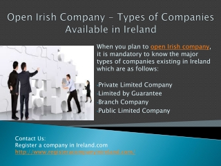 Open Irish Company - Types of Companies Available