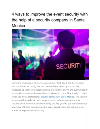 4 ways to improve the event security with the help of a security company in Santa Monica (1)