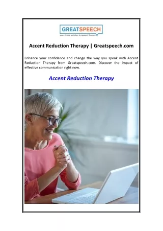 Accent Reduction Therapy  Greatspeech.com