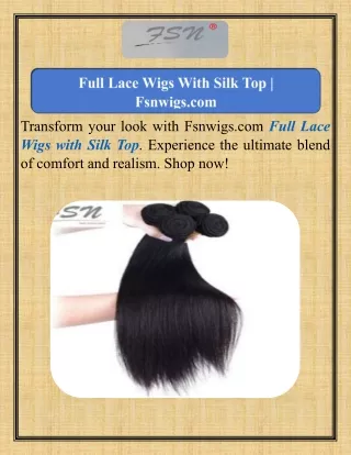 Full Lace Wigs With Silk Top  Fsnwigs.com