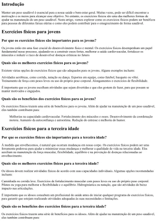 Como os exercícios físicos podem ajudar na manutenção de um peso saudável