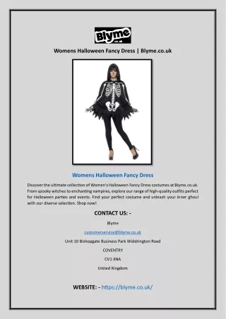 Womens Halloween Fancy Dress | Blyme.co.uk