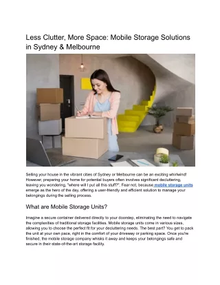 Less Clutter, More Space: Mobile Storage Solutions in Sydney & Melbourne