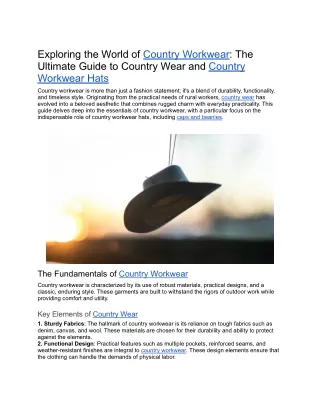 Exploring the World of Country Workwear_ The Ultimate Guide to Country Wear and Country Workwear Hats