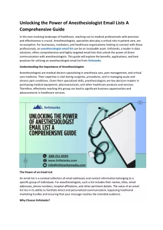 Unlocking the Power of Anesthesiologist Email Lists A Comprehensive Guide
