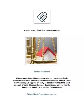 Caveat loans | Basicfinanceloans.com.au