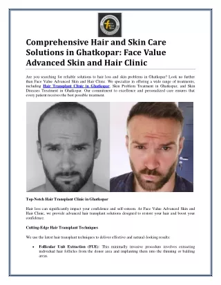 Hair Transplant Clinic and Skin Problem Treatment in Ghatkopar