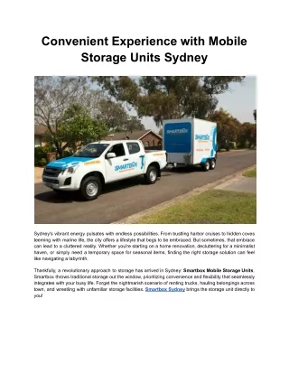 Convenient Experience with Mobile Storage Units in Sydney