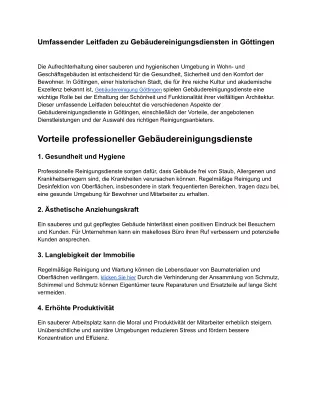 Gebäudereinigung Göttingen