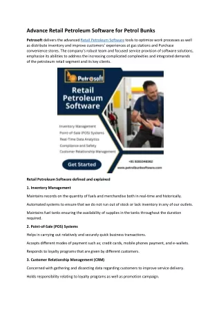 Advance Retail Petroleum Software for Petrol Bunks
