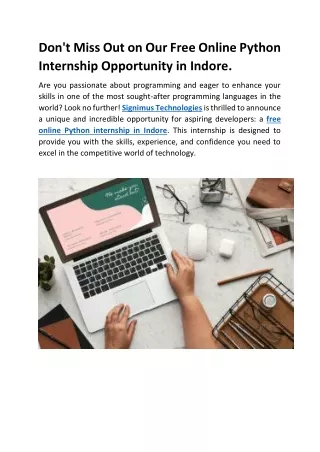 Don't Miss Out on Our Free Online Python Internship Opportunity in Indore.