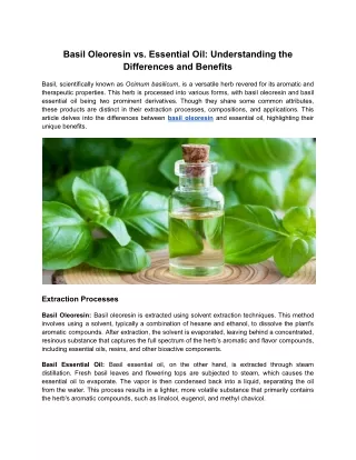 Basil Oleoresin vs. Essential Oil_ Understanding the Differences and Benefits