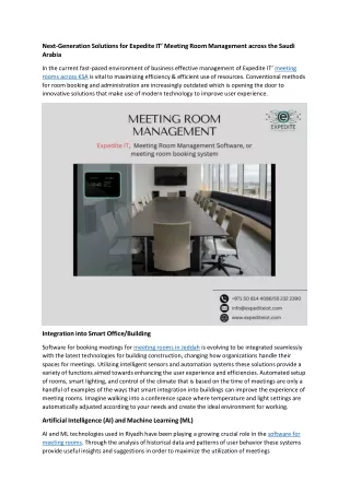 Next-Generation Solutions for Expedite IT’ Meeting Room Management across the Saudi Arabia